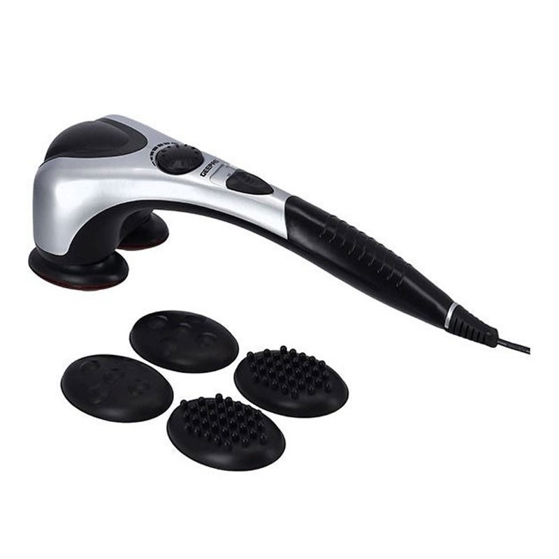 Geepas, 3 Customized Modes, 3 Different Massage Heads For Knotty Muscles And Spasms Relief, Double Head Massager With An Ergonomic Non Slip Grip And 3 Pair Heads, GM86044