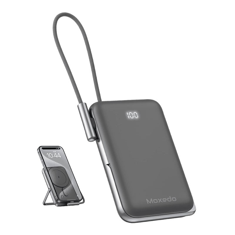 Moxedo Porta Go Wireless Charging Power Bank 10,000mAh With Built In USB C Cable And Phone Stand, MX-WPB012