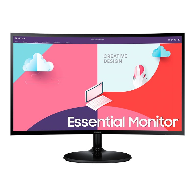 Samsung Essential Monitor S3 S36C, 24 Inch FHD 75Hz Refresh Rate Curved Display, Flicker Free, Eye Saver Mode, FreeSync, Game Mode, Curved Monitor, LS24C360EAMXUE