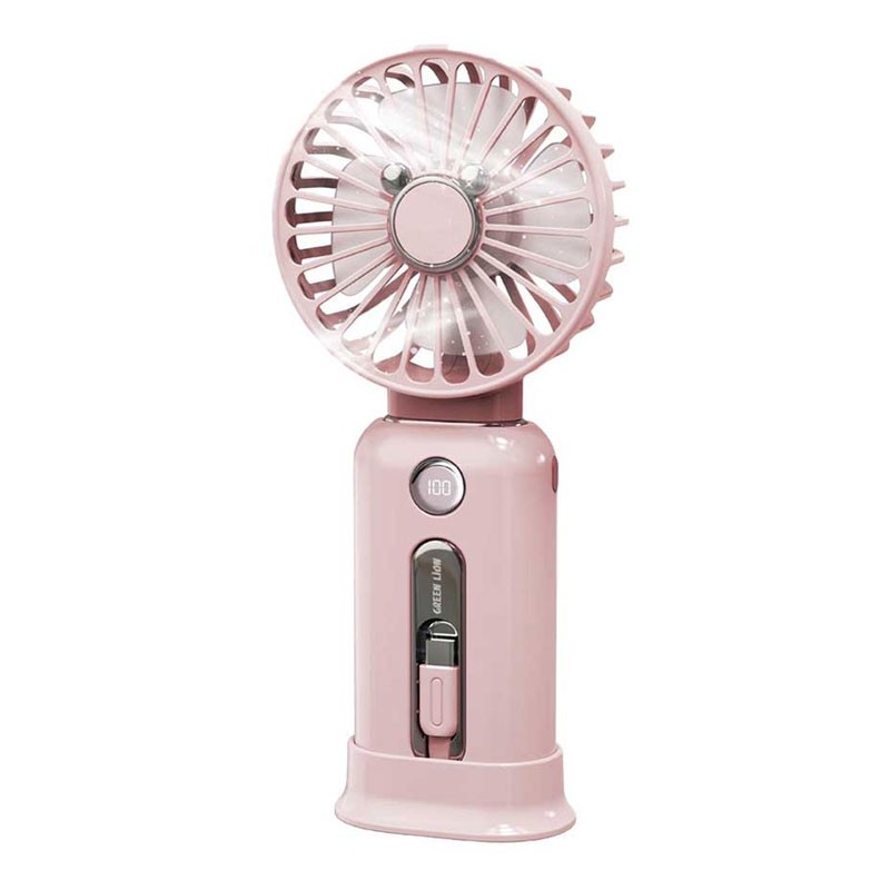 Green Lion Wind Mate Portable 10000mAh Power Bank And 3 Speed Fan, Pink