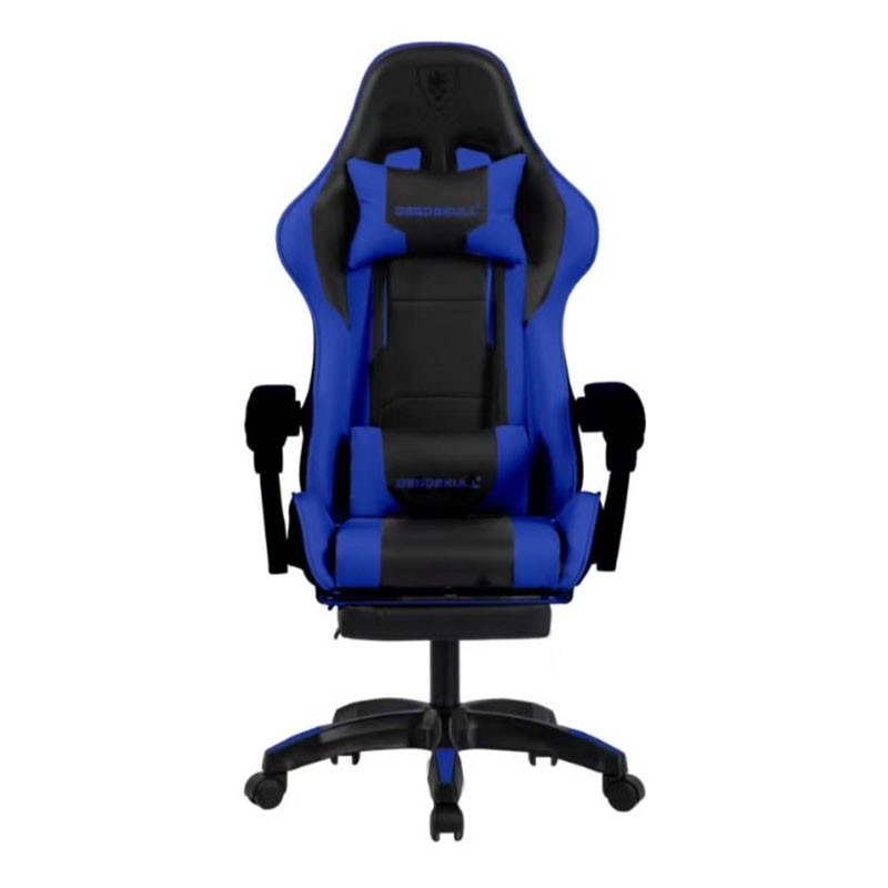 Deadskull, Computer Chair, Gaming Chair With Footrest And Headrest, Blue And Black