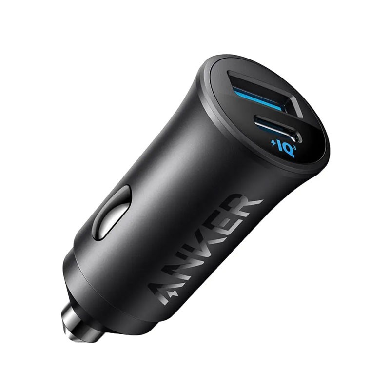 Anker PowerDrive Dual Port Car Charger 30W Fast Charging USB C USB A Black, A2741H11