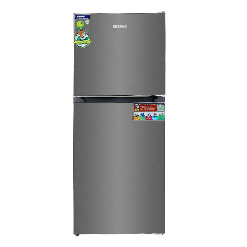 Geepas, Multi Airflow With Faster And Deep Cooling, 250L Gross Capacity Double Door No Frost Refrigerator, GRF2522SXN