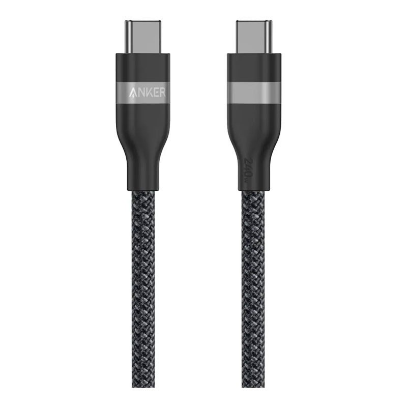 Anker USB C To USB C 240W Upcycled Braided 6ft Fast Charging Cable, Black, A82E2H12