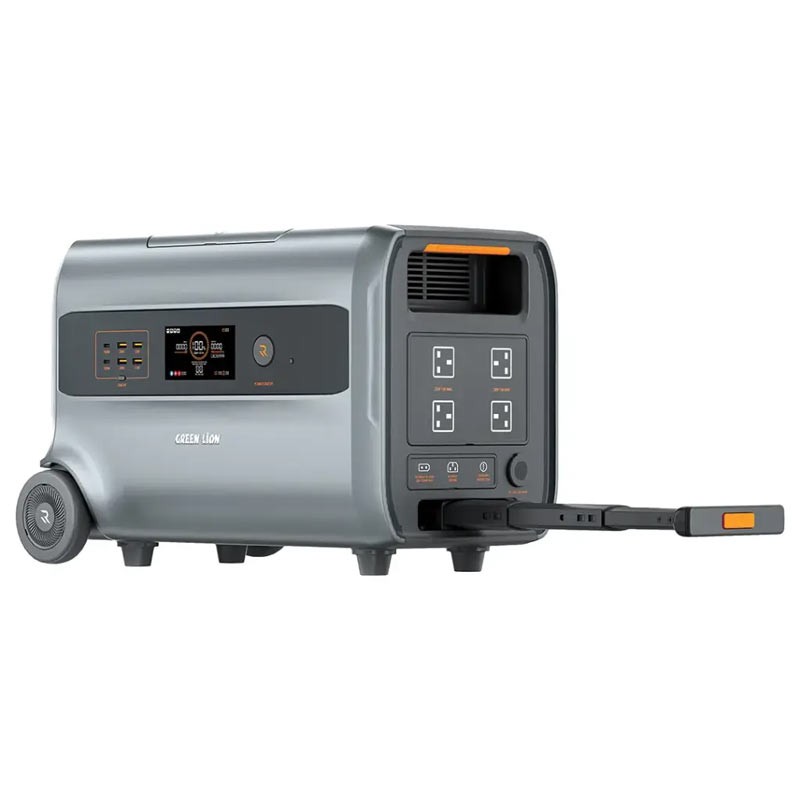 Green Lion RG-2400 Power Station, 2400Wh 50,000mAh LiFePO₄ Generator, 4 AC Outlets, 1200W Solar Input, 1800W AC Charging – Grey