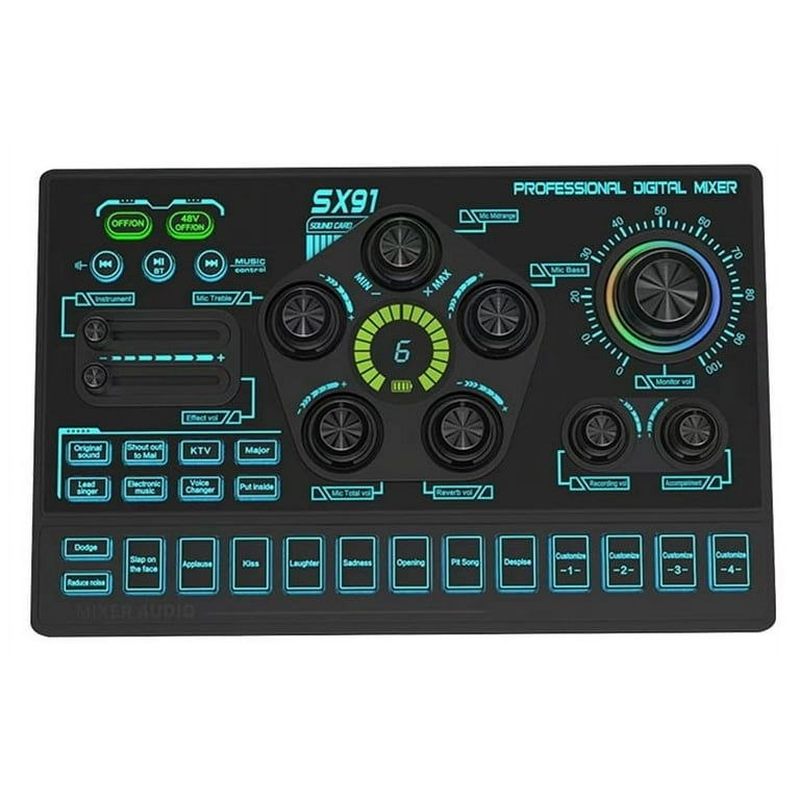 Mixer Audio SX91 Professional USB Audio Interface, 32 bit DSP, 48V Phantom Power, Multi Channel Mixing, SX91