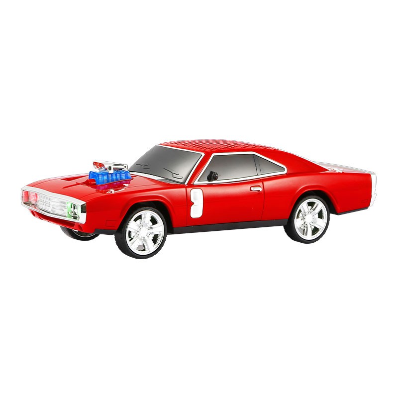 Wster Car Wireless Portable Speaker, Compact Design, FM Radio, 1500mAh Battery, Dodge Challenger Bluetooth Speaker, Red, WS-1968