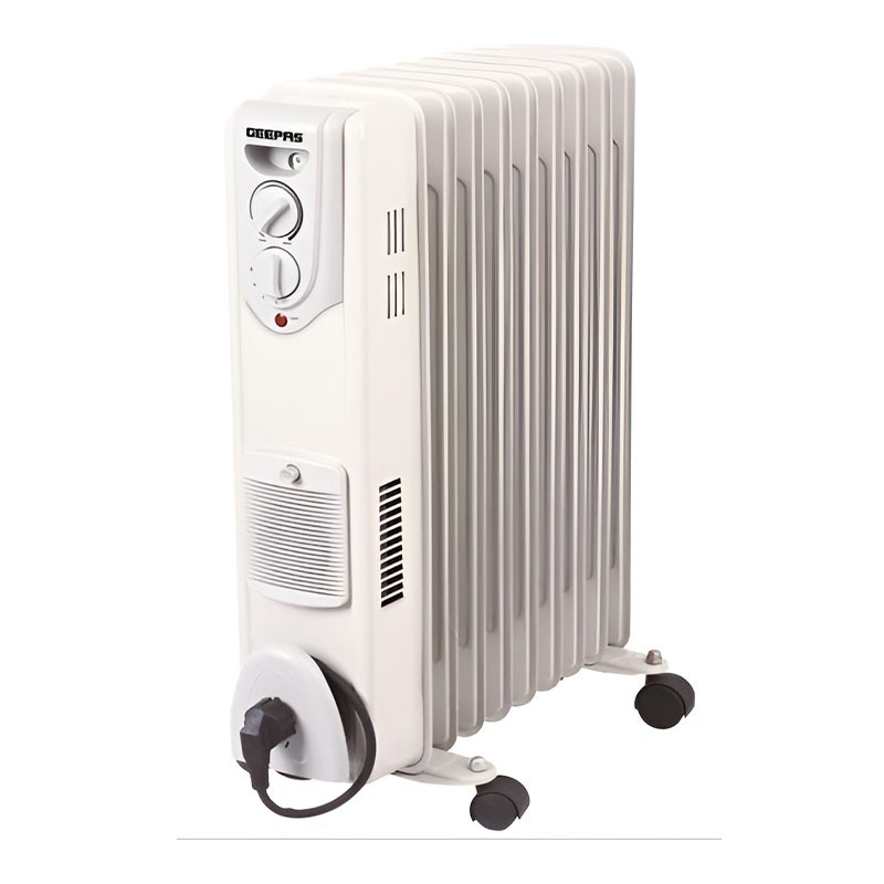 Geepas 9 Fins Oil Heater, White, GRH9234
