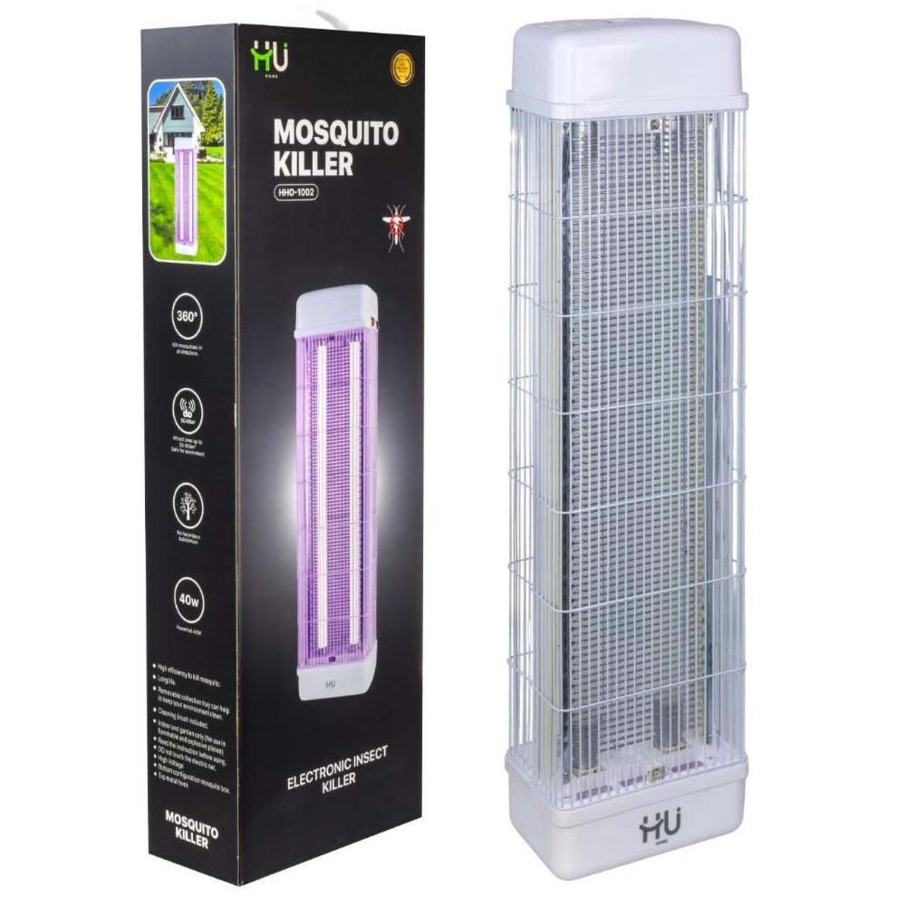 HU Electric Mosquito Killer Lamp, 40W High Power UV Insect Trap, Indoor Outdoor Bug Zapper