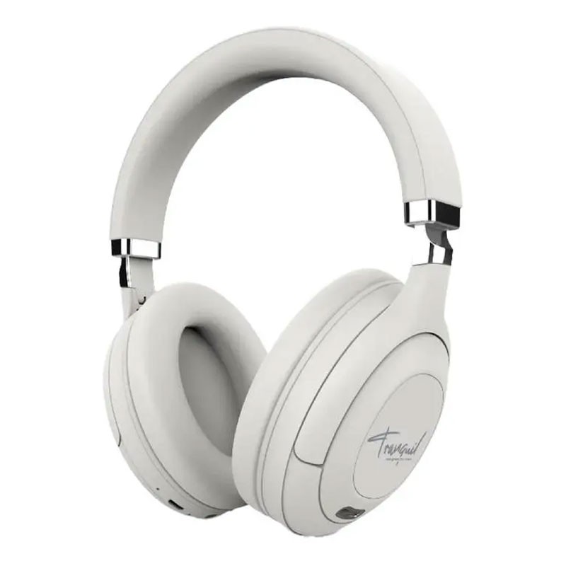 Pawa Tranquil, Dual Mode, Type C Charging, Deep Bass, Foldable Design, Microphone, ANC, Over Ear Bluetooth Wireless Headphone, White