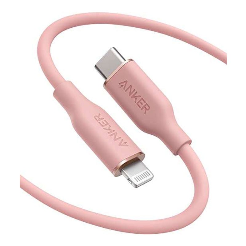 Anker Powerline 3 Flow, MFi Certified 6ft Type C to Lightning Cable, Pink, A8663H51