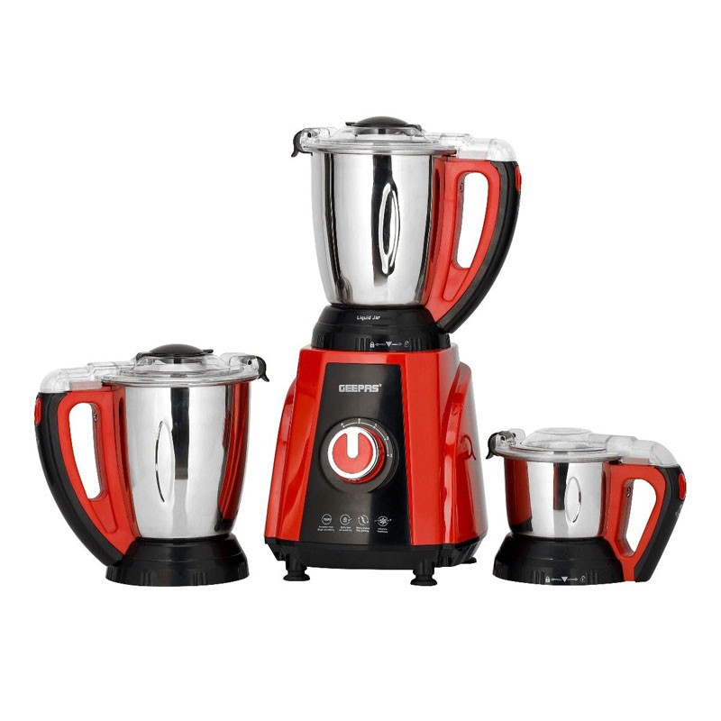 Geepas, 750W, 3 Speed Setting, 1.5L Blending Jar And Grinder Jar, Wet And Dry Grinder, Pulse Function, 0.5L Chutney Jar, 3 In 1 Mixer Grinder, GSB44040