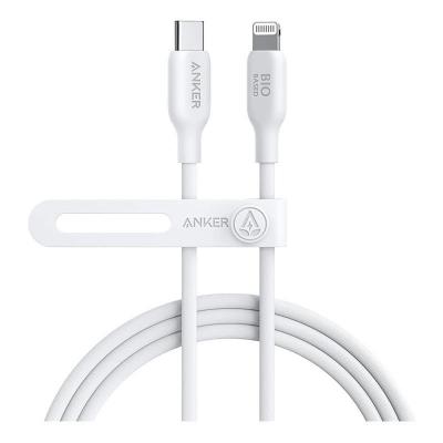 Anker 542 Bio Based 3ft USB C To Lightning Charging Cable, White, A80B1H21