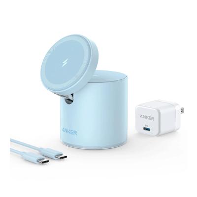 Anker 623 Maggo 2 In 1 Wireless Charging Station Usb C Charger For Cellular Phones, Blue, B2568231