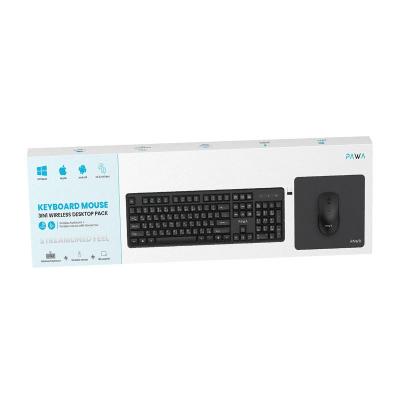 Pawa Keyboard And Mouse, Mouse Pad, 3 In 1 Wireless Desktop Pack, PW-KMP24BTW-BK03