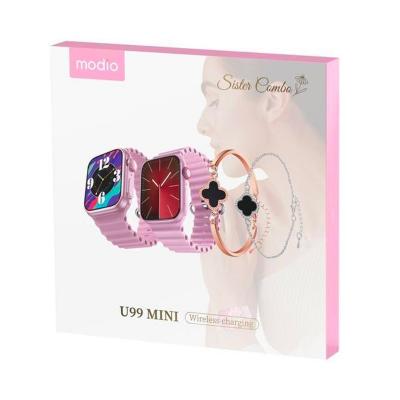 Modio Smart watch U99 mini with 2 free bangles pink03