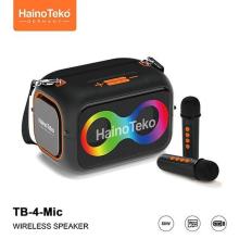 HainoTeko TB 4 Mic 50W Immersive Wireless Bluetooth Speaker with Dual Microphone and RGB Lighting, Black Orange