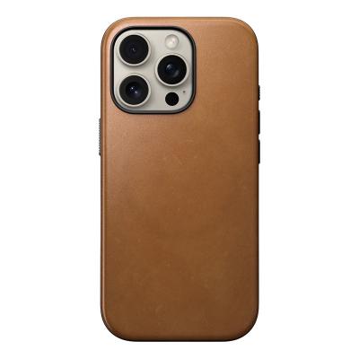Nomad Modern Leather Case, 8ft Drop Protection, MagSafe And Wireless Charging Compatible, Protective Phone Leather Case For iPhone 16 Pro Max, English Tan
