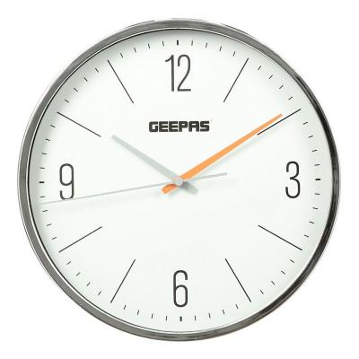 Geepas, Silent Non Ticking, Arabic Numeral Clock, Round Decorative Wall Clock, 3D Silver Dial Wall Clock, GWC2601503