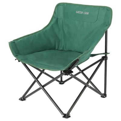 Green Lion Ranger Foldable Camping Chair with Carry Bag, Steel Frame, Anti-Slip Base, X Frame Support, Up to 100kg Load Capacity, Quick Setup, Green03
