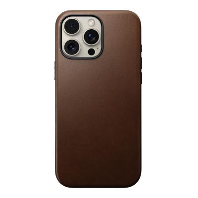 Nomad Modern Leather Case, 8ft Drop Protection, MagSafe And Wireless Charging Compatible, Protective Phone Leather Case For iPhone 16 Pro Max, Brown