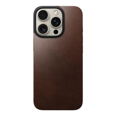Nomad, Magnetic Leather Back, MagSafe And Wireless Charging Compatible, Horween leather, Ultra Thin Protection Phone Case For iPhone 16 Pro Max, Rustic Brown