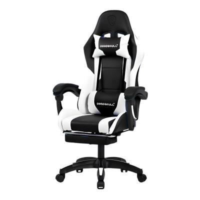 Deadskull, Computer Chair, Gaming Chair With Footrest And Headrest, White And Black