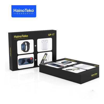 Haino Teko Germany GP17  Smart Watch Wireless Bluetooth Earphone LED Torch Lamp and Sun Glass Combo 