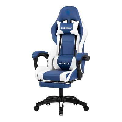 Deadskull, Computer Chair, Gaming Chair With Footrest And Headrest, Blue And White